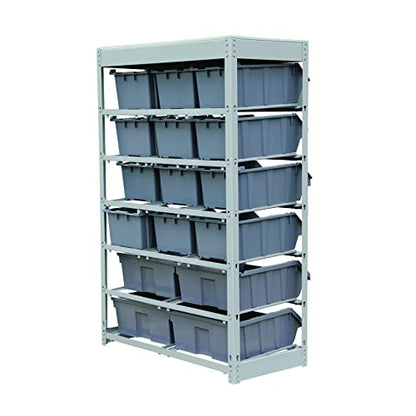 King's Rack Bin Rack Storage System Heavy Duty Steel Rack Organizer Shelving Unit w/ 16 Plastic Bins in 6 tiers - size: 6 Tiers - 16 Bins