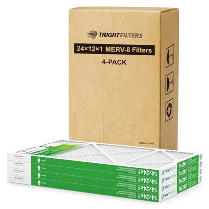 TRIGHTFILTERS 14x24x1 Air Filter 4 Pack, MERV 8 Pleated HVAC Furnace Filter - size: 14x24x1