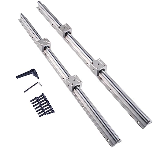 2Set Linear Rail SBR20 600mm Fully Supported Linear Rail Shaft Rod with 4 SBR20UU Block Bearing, for Automated Machines DIY CNC Routers Lathes Mills - size: 600mm, style: SBR20