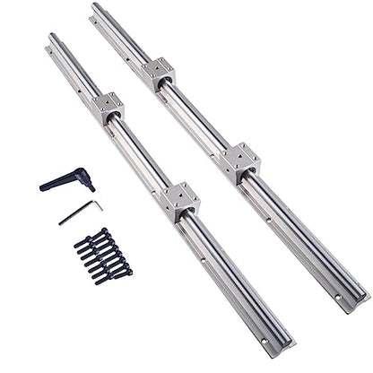 2Set Linear Rail SBR20 600mm Fully Supported Linear Rail Shaft Rod with 4 SBR20UU Block Bearing, for Automated Machines DIY CNC Routers Lathes Mills - size: 600mm, style: SBR20