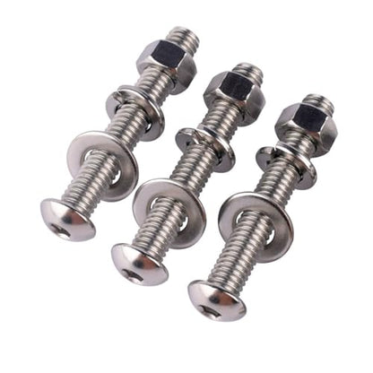 10 Sets 1/4-20 x 2 Button Head Socket Cap Bolts Screws, Hex Nuts, Flat & Lock Washers, 304 Stainless Steel 18-8 Fully Machine Thread, Silver - color: Silver, size: 1/4-20 x 2" (10 Sets)