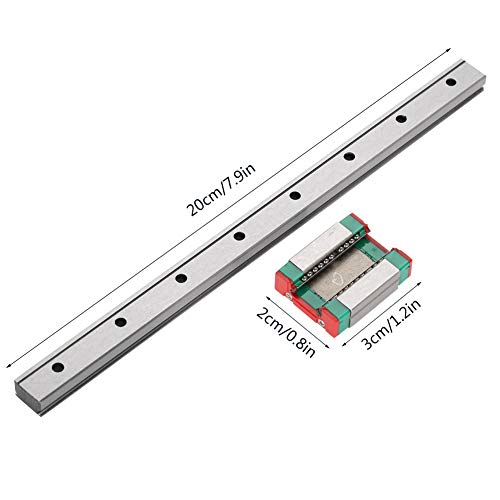 LML12B Linear Rail 12mm Mini Bearing Steel Rail Slide Rail+ Slide Block Variety Length (200mm)