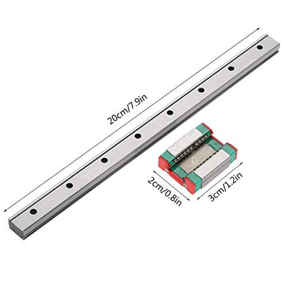 LML12B Linear Rail 12mm Mini Bearing Steel Rail Slide Rail+ Slide Block Variety Length (200mm)