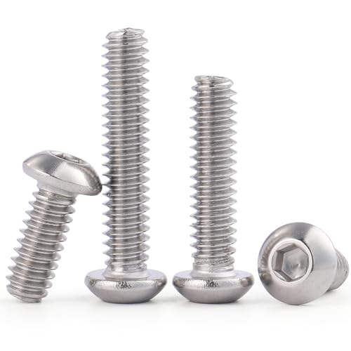 VGBUY 50Pcs 1/4-20 x 1-1/4" Button Head Socket Cap Bolts Screws, 304 Stainless Steel 18-8, Allen Hex Drive, Bright Finish, Fully Threaded, Hex Spanner Included (VG30307) - color: Silver, size: 1/4-20 x 1-1/4"