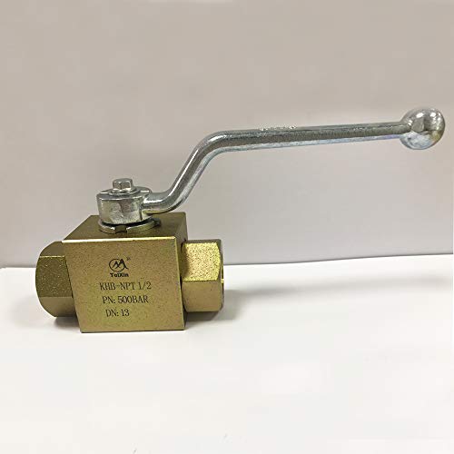 Taixin 1/2'' NPT 5800PSI Hydraulic Ball Valve - Yellow Zinc Chromate Plating - Suitable for Hydraulic & Water Applications - size: 1/2 NPT YE, style: KHB