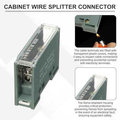 MECCANIXITY 1 in 2 Out Rail Terminal Blocks, 690V 150A Connectors Power Distribution Block Crimp Wiring Splitter with Flame-Retardant Housing for Power Distribution Cabinets 12-6AWG Gauge - size: 12-6AWG, style: 1 in 2 Out