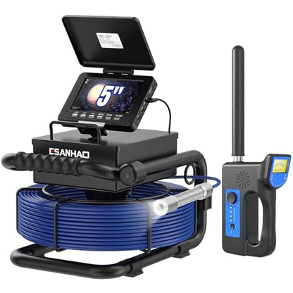 Sewer Camera with Locator Drain Snake Plumbing Inspection Camera 5" Screen with Video Recording DVR Included 32GB TF-Card - size: 30M