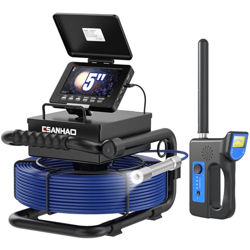 Sewer Camera with Locator Drain Snake Plumbing Inspection Camera 5" Screen with Video Recording DVR Included 32GB TF-Card - size: 30M