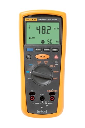 Fluke 1507 Digital Megohmmeter Resistance Tester for Advanced Industrial and Electrical Testing, Test Voltages: 50V, 100V, 250V, 500V, 1000V
