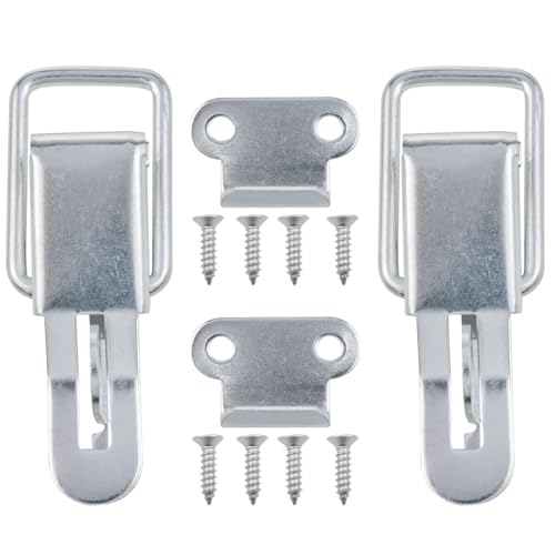 Lovelysp Stainless Steel Spring Loaded Toggle Latch Tool Box Hood Locks Latches with Mounting ScrewsSilver Catch Hasp Clamp Clip Lock for Cabinets Wooden Cases, etc. 2PCS
