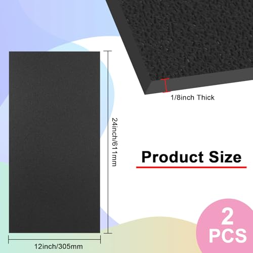 2Pack Black ABS Plastic Sheet 12" x 24" x 1/8" Thick Black Rigid Thermoplastic Sheet (Upgrade Surface) 3MM Flexible High Tensile ABS Moldable Plastic Panel for Crafts, DIY, Signs - color: Black, size: 12" x 24" x 1/8"