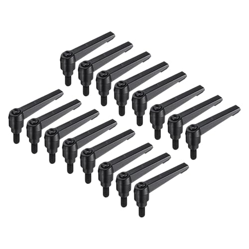 uxcell 16pcs Lever Adjustable Handles M8 x 15mm Metric Male Thread, Level Clamping Handle Hand Stud Knobs Rotating Screw Handles Bolts with Locking Lever, Black - size: M8 x 15mm