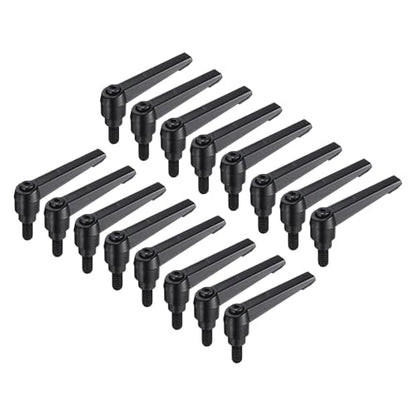 uxcell 16pcs Lever Adjustable Handles M8 x 15mm Metric Male Thread, Level Clamping Handle Hand Stud Knobs Rotating Screw Handles Bolts with Locking Lever, Black - size: M8 x 15mm