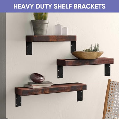6x6x3 Corner Brackets 4-Pack, Reinforced Angle Support for Wood - size: 6''X6''X3'' 4P