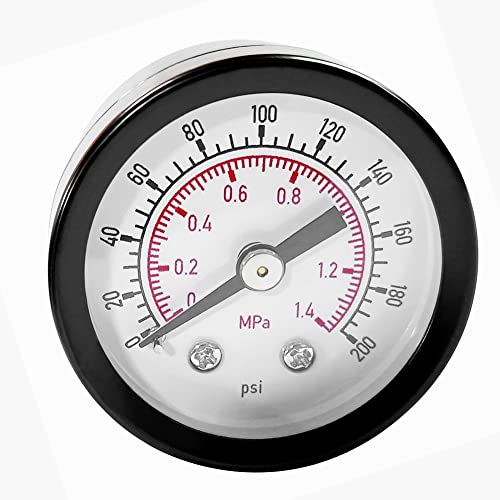 Beduan Air Pressure Gauge for Air Compressor 1-1/2" Dial Center Back Mount, 1/8" NPT,0-200 Psi - size: 1/8" NPT, style: 200 Psi