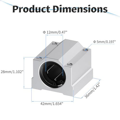 4 Pcs SCS12UU Linear Ball Bearings, 12mm ID, 36mm Length - size: SCS12UU