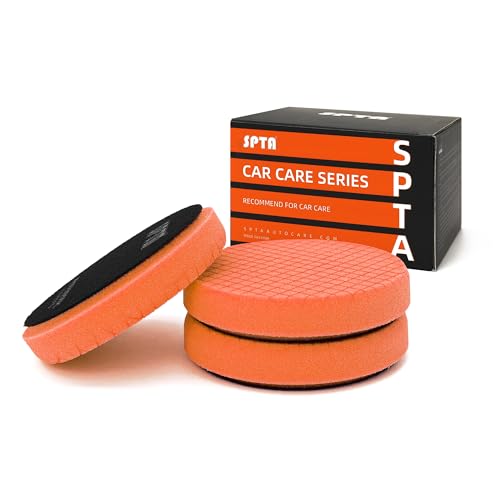 T40 Orange Medium-Cut Foam Polishing Pads, SPTA 3Pcs 6.5 Inch Face for 6 Inch 150mm Backing Plate Compound Buffing Sponge Pads for Car Buffer Polisher Compounding, Polishing and Waxing -X00224Y6O3 - color: 3Pcs Orange T60 Light Cut, size: 6.5inch