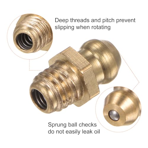 HARFINGTON 15pcs Brass Straight Grease Fitting M6x1mm Metric Thread Hydraulic Grease Nipple Accessories for Car - size: M6x1