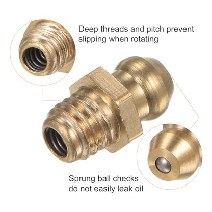 HARFINGTON 15pcs Brass Straight Grease Fitting M6x1mm Metric Thread Hydraulic Grease Nipple Accessories for Car - size: M6x1
