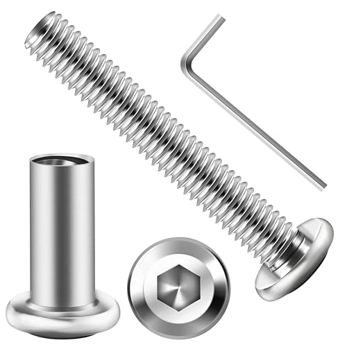 Mywish 10Sets M6 x 40mm Flat Head Hex Socket Cap Screws Bolts and Barrel Nuts Kit, 304 Stainless Steel Furniture Connector Bolts, Metric M6 Countersunk Binding Screws for Crib Cabinet with Hex Spanner - size: M6 x 40mm
