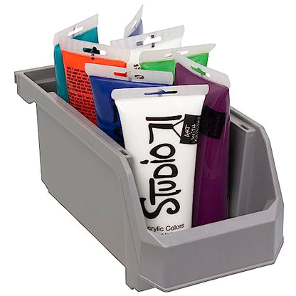 ReadySpace Medium Stackable Plastic Storage Bins, 8-Pack, Gray - color: Grey, size: Medium, 8-Pack