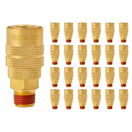 SUNGATOR 25-Pack 1/4" Air Hose fittings, Brass 1/4 Inch NTP Male Coupler - size: 1/4'' Male, style: 25 Pack