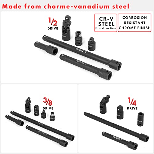 BILITOOLS 18Pcs Impact Socket Extension Set, Socket Adapter & U-Joint Kit - style: Drive Tool Accessory Set