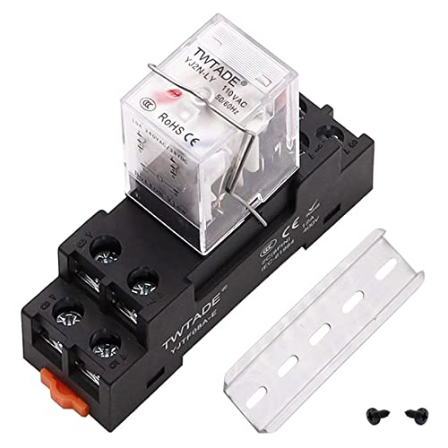TWTADE/YJ2N-LY DC 12V Electromagnetic Power Coil Relay 10A 8 Pins 2NO 2NC with Indicator Light and Socket Base + Solid State Relay SSR-40 DA 40A DC 3-32V to AC 24-380V + Heat Sink