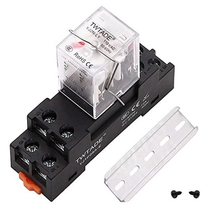 TWTADE/YJ2N-LY DC 12V Electromagnetic Power Coil Relay 10A 8 Pins 2NO 2NC with Indicator Light and Socket Base + Solid State Relay SSR-40 DA 40A DC 3-32V to AC 24-380V + Heat Sink