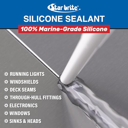STAR BRITE Marine Silicone Sealant - Clear 10.1 Oz - Waterproof, Durable, UV Resistant, for Fiberglass, Metal, Wood, Glass, Ceramic & More (082122)