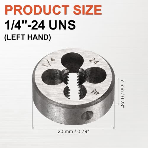 1/4"-24 UNS Round Threading Die Left Hand Alloy Steel - size: 1/4"-24 UNS