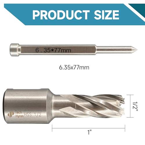 1PC M2 HSS Annular Cutter 1/2" Dia 1" Cutting Depth 3/4" Weldon Shank - size: 1-piece 1/2", style: HSS 1" Cutting Depth