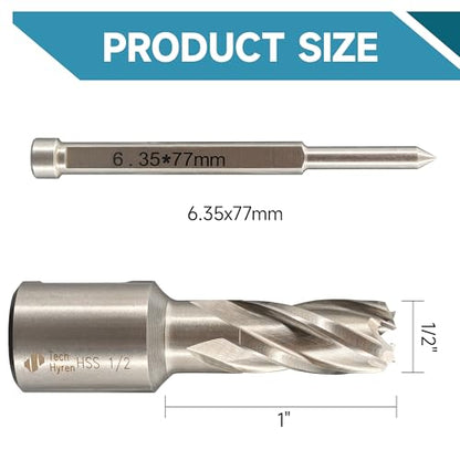 1PC M2 HSS Annular Cutter 1/2" Dia 1" Cutting Depth 3/4" Weldon Shank - size: 1-piece 1/2", style: HSS 1" Cutting Depth