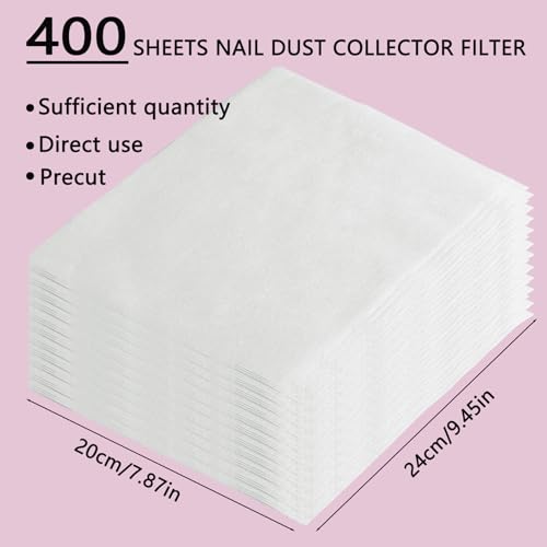 400 Sheets Nail Dust Collector Filter Paper Disposable Nail Dust Filters for Most of Nail Dust Collector Machine Nail Vacuum Dust Collector for Nail Salon Nail Spa Nail Tech Nail Supplies Accessories - color: White, size: 400 Pcs