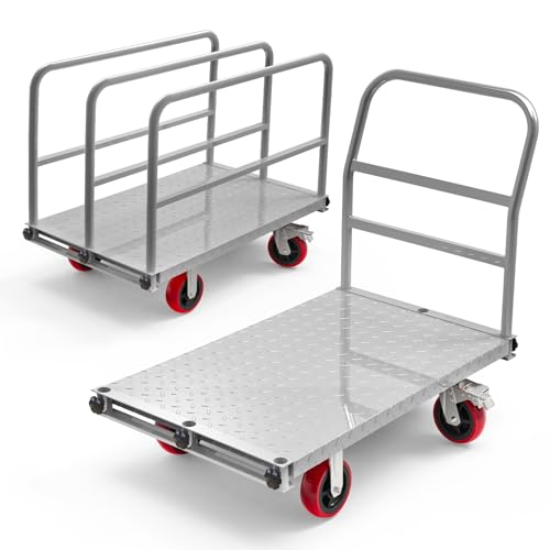 40" x 24" Steel Panel Truck Cart, 2IN1 Lumber Drywall Cart Dolly - size: 40x24 Inch