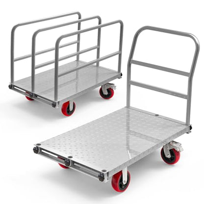 40" x 24" Steel Panel Truck Cart, 2IN1 Lumber Drywall Cart Dolly - size: 40x24 Inch