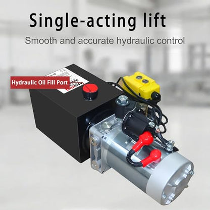 Single Acting Hydraulic Pump 4 Quart Hydraulic Power Units 12V DC Hydraulic Pump SAE#6 Connector for Dump Trailer Car Lifting - size: TD-S-YYDLDY-4