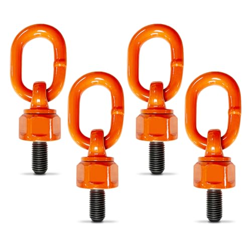 4 Pack Swivel Eye Bolt Hoist Ring M16 x 31.8 G80 Alloy Steel Material, Standard Load Capacity 3300 lbs Swivel Eye Bolt, 360° Rotation Hoist Ring, 1080Mpa Tensile Strength