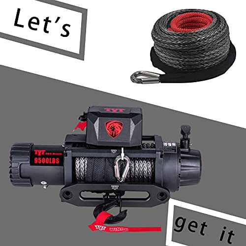 TYT 3/8" x 92 ft Synthetic Winch Rope with Hook, 27000LBS Synthentic Winch Cable Kit with Protective Sleeve for 4WD Off Road Vehicle Truck SUV Jeep - color: black, size: 3/8" x 92'