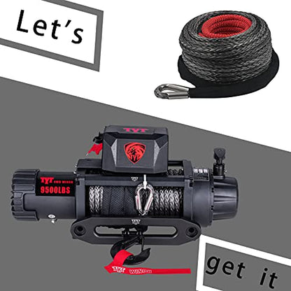 TYT 3/8" x 92 ft Synthetic Winch Rope with Hook, 27000LBS Synthentic Winch Cable Kit with Protective Sleeve for 4WD Off Road Vehicle Truck SUV Jeep - color: black, size: 3/8" x 92'