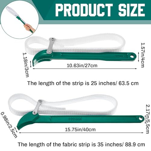 Lasnten 2 Pcs Strap Wrench 12" 16", Adjustable for Oil Filter PVC - size: 12" 16"