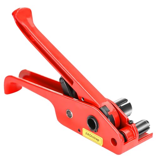 Heavy Duty Banding Strapping Tensioner & Cutter Manual Packaging Tools Windlass for 1/2"-3/4" Width Polyester Poly Strap(red) - color: PET red, size: 1/2-3/4in