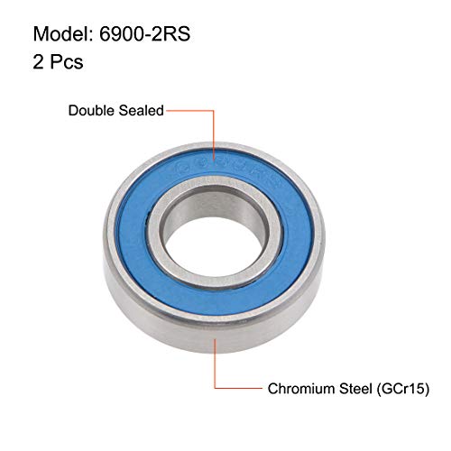 uxcell Deep Groove Ball Bearings 10mm x 22mm x 6mm Double Sealed Chrome Steel Blue Cover P6(ABEC3) 2pcs - size: 10x22x6mm