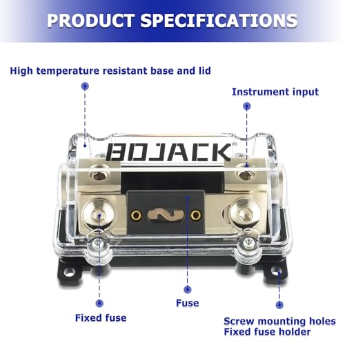 BOJACK 0/2/4 Gauge AWG in-Line ANL Fuse Holder with 40 Amp Fuse No Wire Terminals Needed Inline Fuse Holder with Insulating Cover, Automotive 4, 2, 0 Gauge Fuse Block - size: 40A