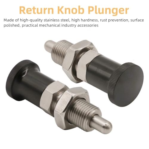 2Pcs Push Fit Ball Nose Spring Plunger, Stainless Steel Spring Knob Plunger Non-Locking Spring Indexing Plunger Hand Retractable Spring Plunger Pin for Industrial Equipment (M10) - size: M10