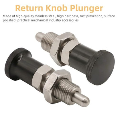 2Pcs Push Fit Ball Nose Spring Plunger, Stainless Steel Spring Knob Plunger Non-Locking Spring Indexing Plunger Hand Retractable Spring Plunger Pin for Industrial Equipment (M12) - size: M12