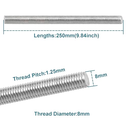 M8 X 250mm Threaded Rods, 4PCS Fully Threaded rods & Studs - size: M8 x 250mm
