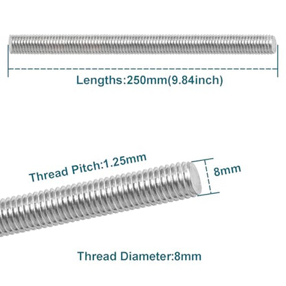 M8 X 250mm Threaded Rods, 4PCS Fully Threaded rods & Studs - size: M8 x 250mm