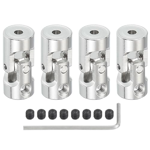 PATIKIL Rotatable Universal Steering Shaft 3mm to 5mm Inner Dia, 4 Pcs U Joint Shaft Coupling U Joints Coupler Connector Accessories with M4 Screws for Motor Model Robots - size: 3mm to 5mm