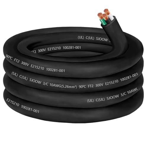 25ft SJOOW 10/3 Wire 10/3 SJOOW Cord 10 Gauge 3 Conductor Wire SJOOW Cord - size: 25 FT, style: 10AWG(3-Conductor)